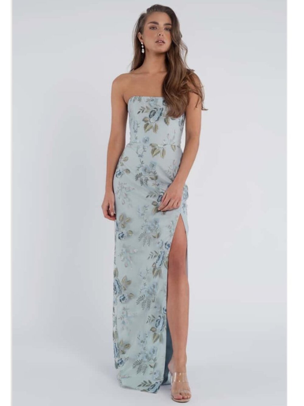 Serenity Blue Embroidered Strapless Gown Style Mercy Size 19